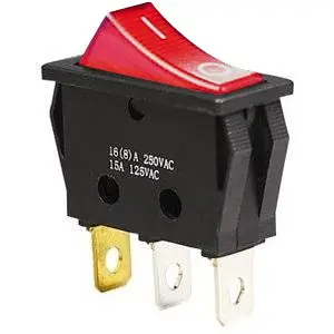 Клавишный выключатель KCD3-101N-4 Black Red 220VAC
