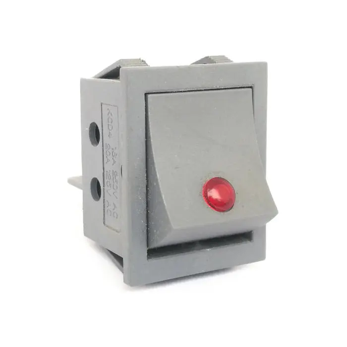 Клавишный выключатель KCD4 16A/250В АС серый с красным глазком
