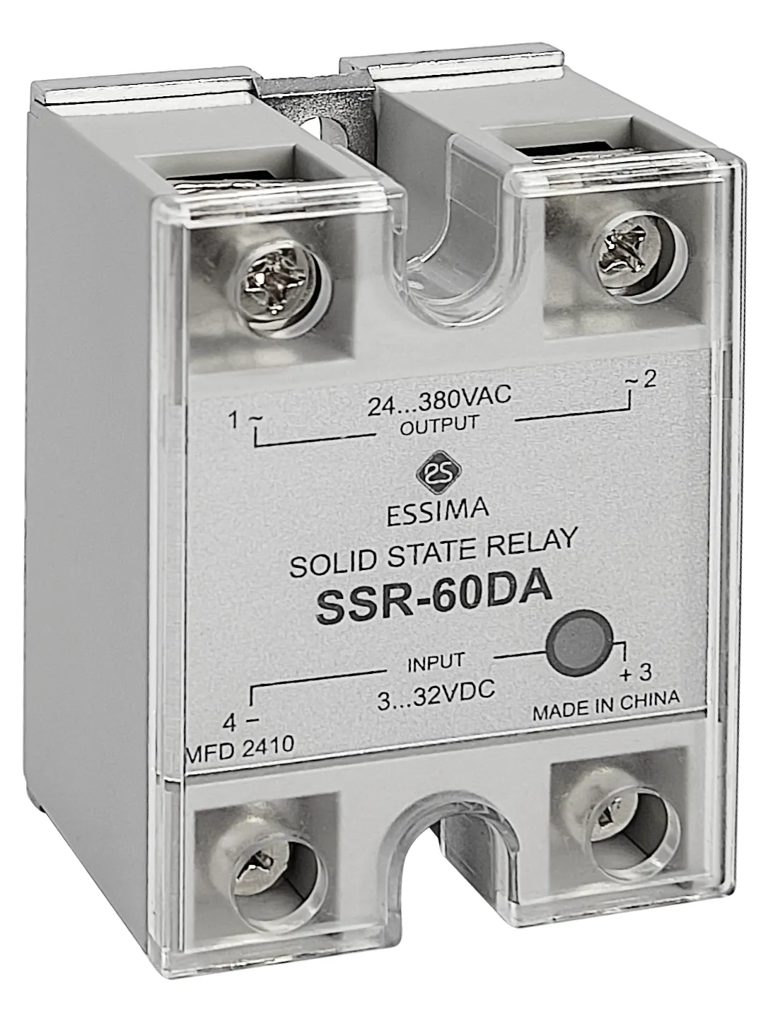 Твердотельное реле SSR-60DA 60А, 3-32В DC, контроль 24-380В АС