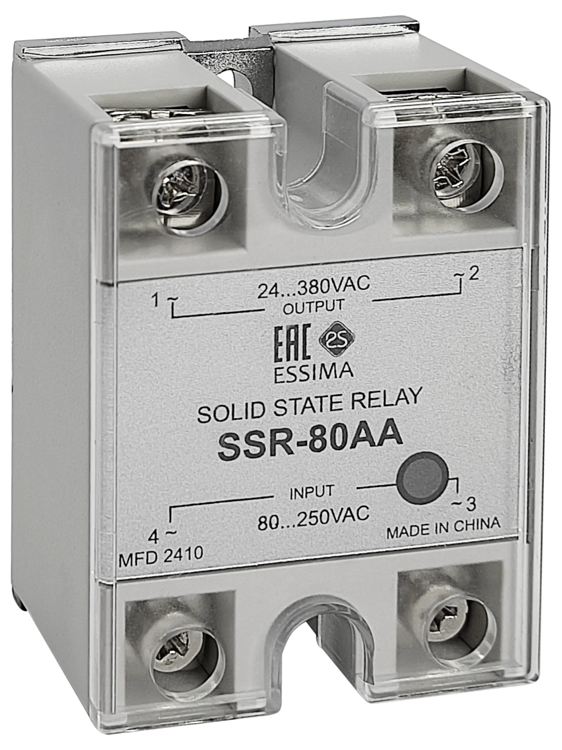 Твердотельное реле SSR-80AA 80А, 80-250В AC, нагрузка 24-380В АС