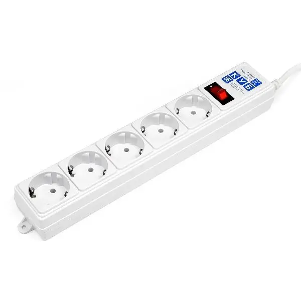 Фильтр-удлинитель PowerCube SPG-B-6, 1.9 м, 5 розеток (белый), 10А/2.2кВт 3х0.75мм2