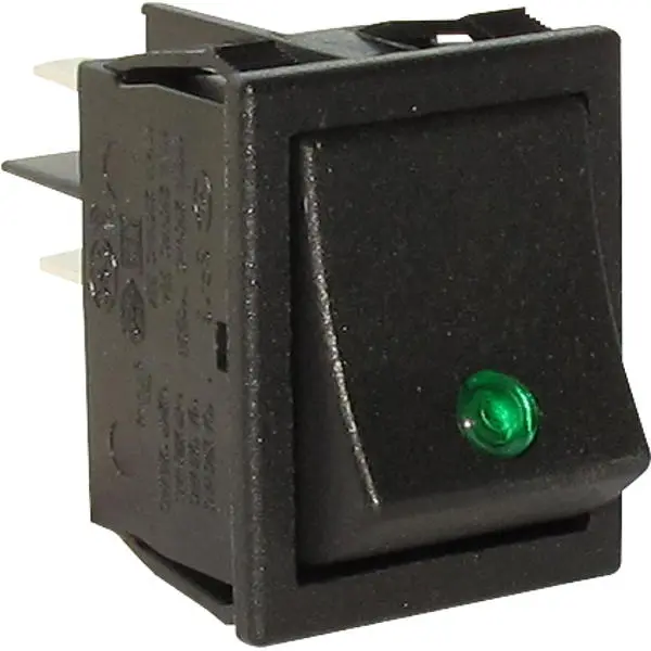 Клавишный выключатель SR13N2 Black, Green lit, 220VAC