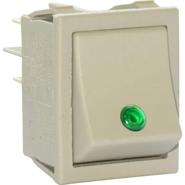 Клавишный выключатель SR13N2 Grey, Green lit, 220VAC