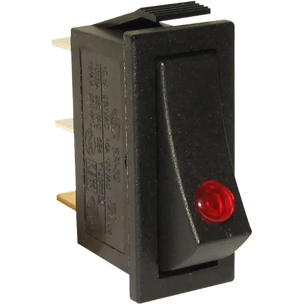 Клавишный выключатель SR32N Black, Red lit 220VAC