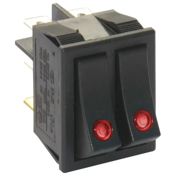 Клавишный выключатель SR55 Black, Red lit 220 VAC