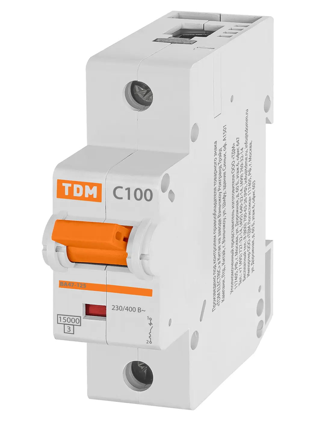 Авт. выкл. ВА47-125 1Р 100А 15кА х-ка С TDM SQ0208-0059