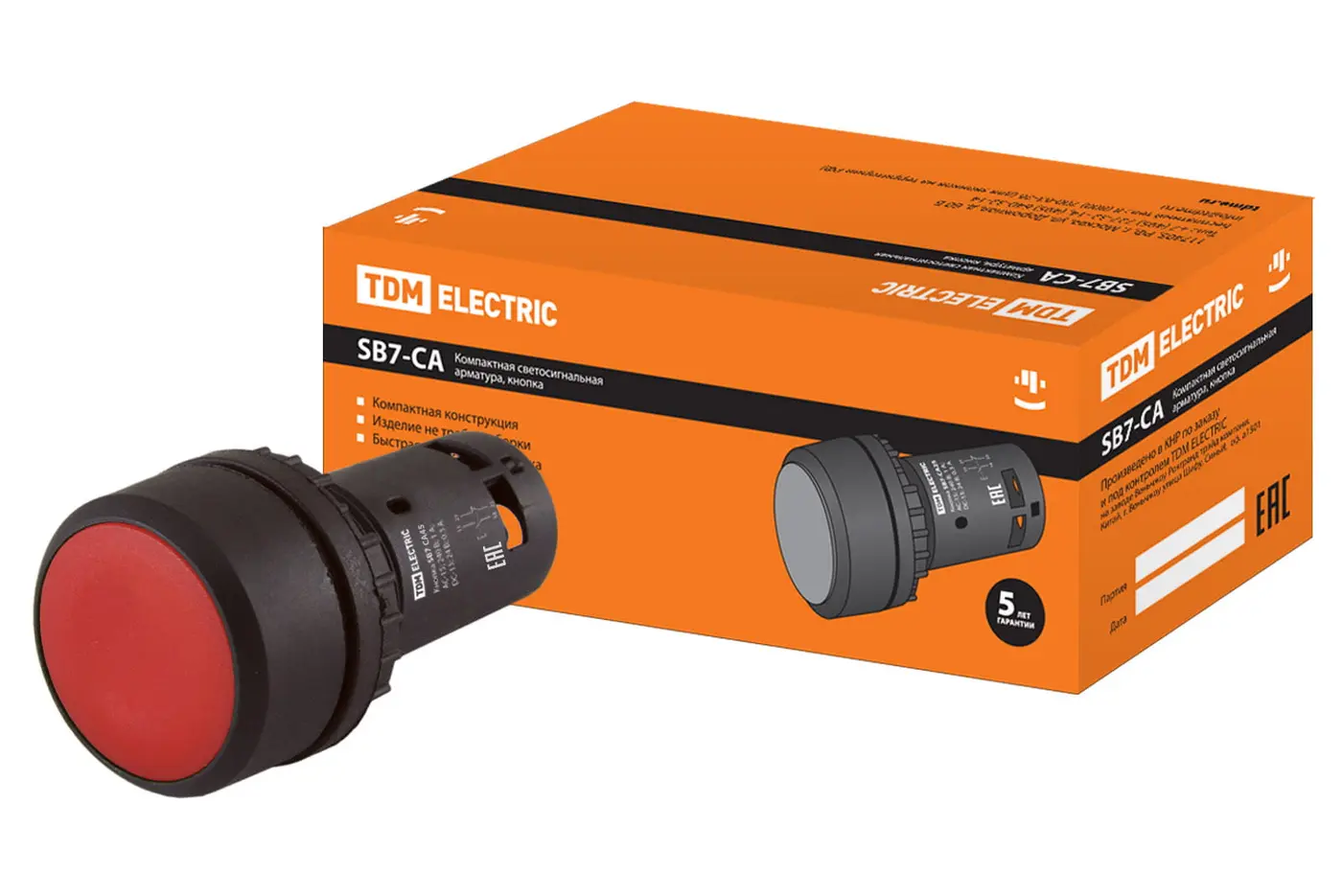 Кнопка SB7-CA45 d22мм 1з+1р красная