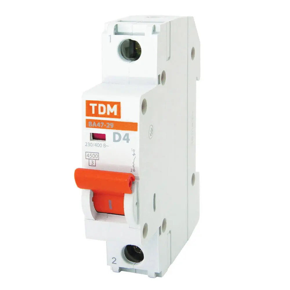 Автоматический выключатель ВА47-29 1Р 4А 4.5кА х-ка D TDM SQ0206-0135