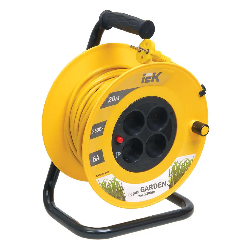 Катушка УК20 с термозащитой 4 места 2P/20м 2х0,75мм2 GARDEN IEK