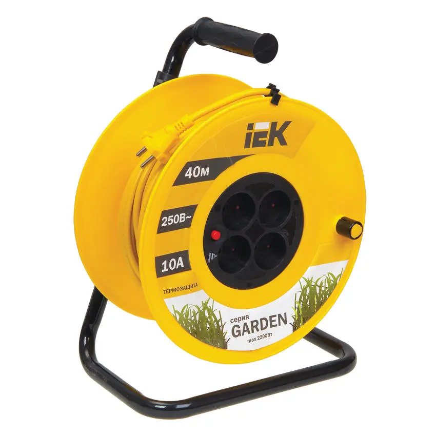 Катушка УК40 с термозащитой 4 места 2P/40м 2х1.0мм² GARDEN IEK